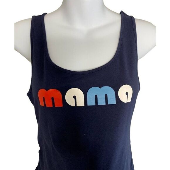 Isabel Maternity Mama Dress Womens MEDIUM Blue Sleeveless Shirred Scoop-Neck NEW - Picture 2 of 10